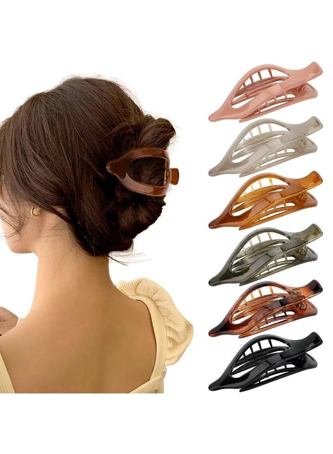 ChicAbode Flat Hair Claw Clips for Women, 6 Pcs French Concord Flat Hair Clips, Strong Hold 4.7 Inch Duck Billed Clips, Lay Down Claw Clips, Alligator Hair Clips, for Thick Thin Hair - Image 1
